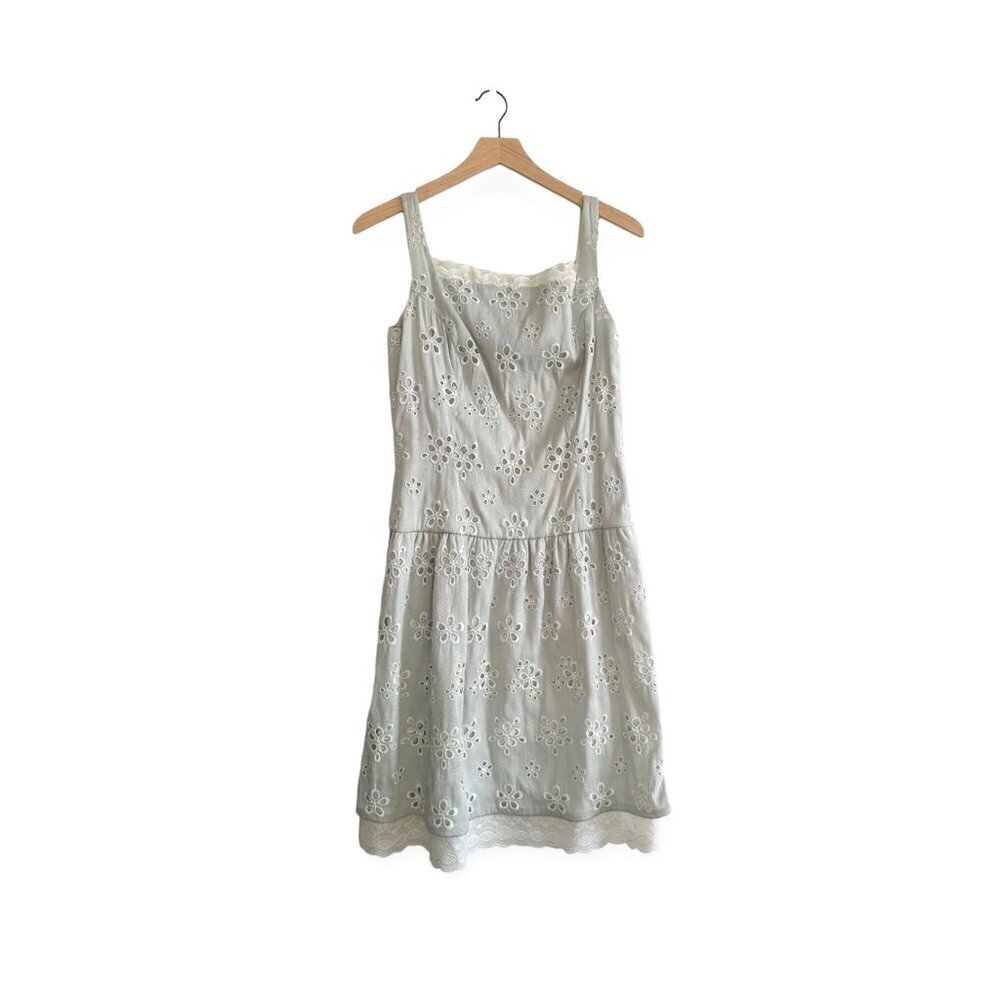 Bill Blass Silver Gray Eyelet Sleeveless Dress, Size 6